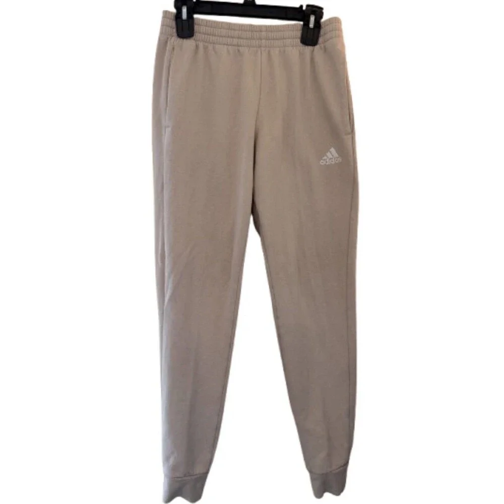Adidas Men's XL Beige Tracksuit Set Jacket & Joggers Cotton Blend Zip Logo